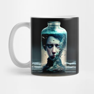 Boy in a Jar with a Pickled Face No. 1 on a Dark Background Mug